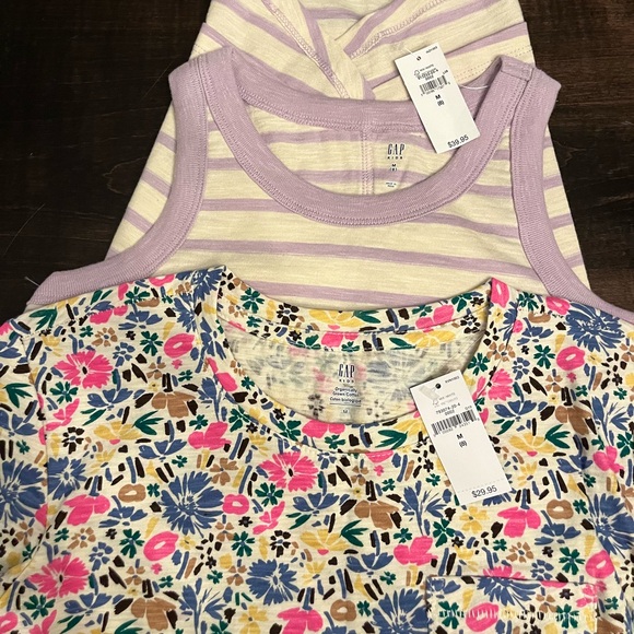 GAP Summer Set: Striped dress & floral tee. Girl's size 8. smoke free home. NWT - Picture 2 of 7
